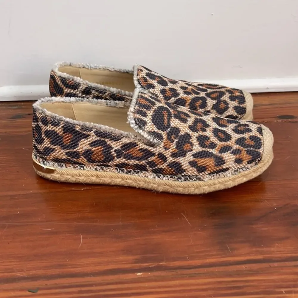 Stuart Weitzman Catalan leopard print espadrilles flat comfort shoes sz 5.5
